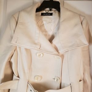 Guess white long wool coat
